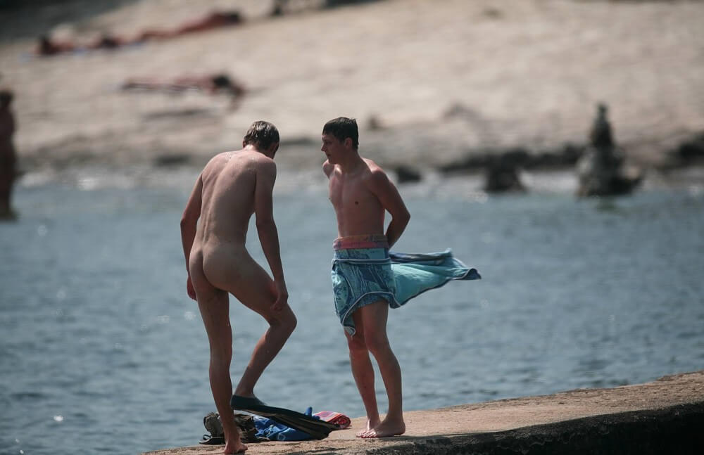 Nudists Boys - Water Prep On The Ledge - Many naturists are members of Green parties or various environmental movements
