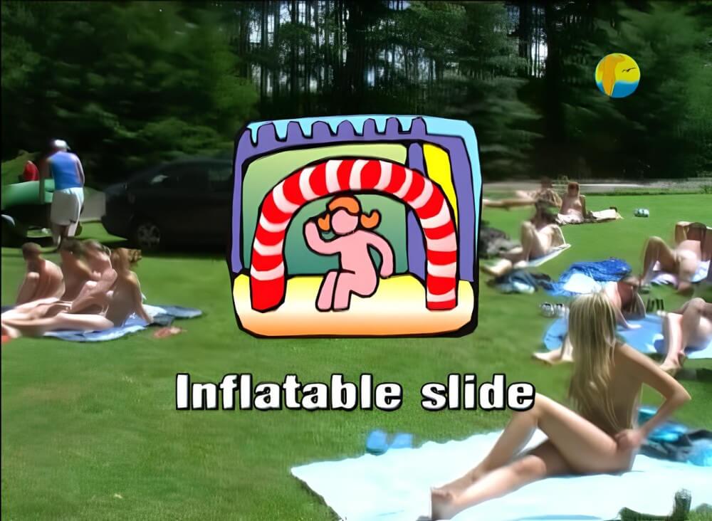 Naturist: Freedom: Inflatable Slide - Naturists live freely and naturally