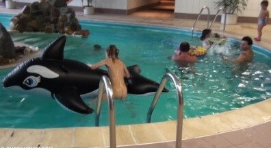 Indoor dolphin ride Full HD - Respect for differences is valued in the nudist movement